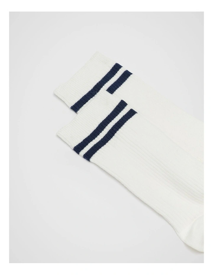 Stripe Rib Crew Sock in Twilight Blue Stripe image 3