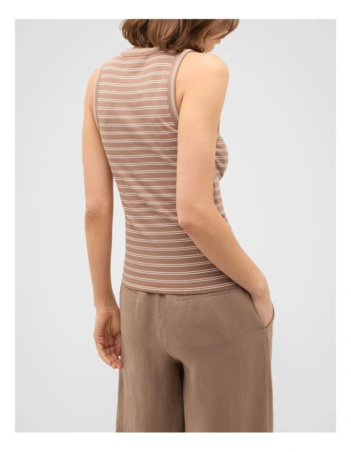 Core Australian Cotton Rib Tank in Nutmeg Stripe image 2
