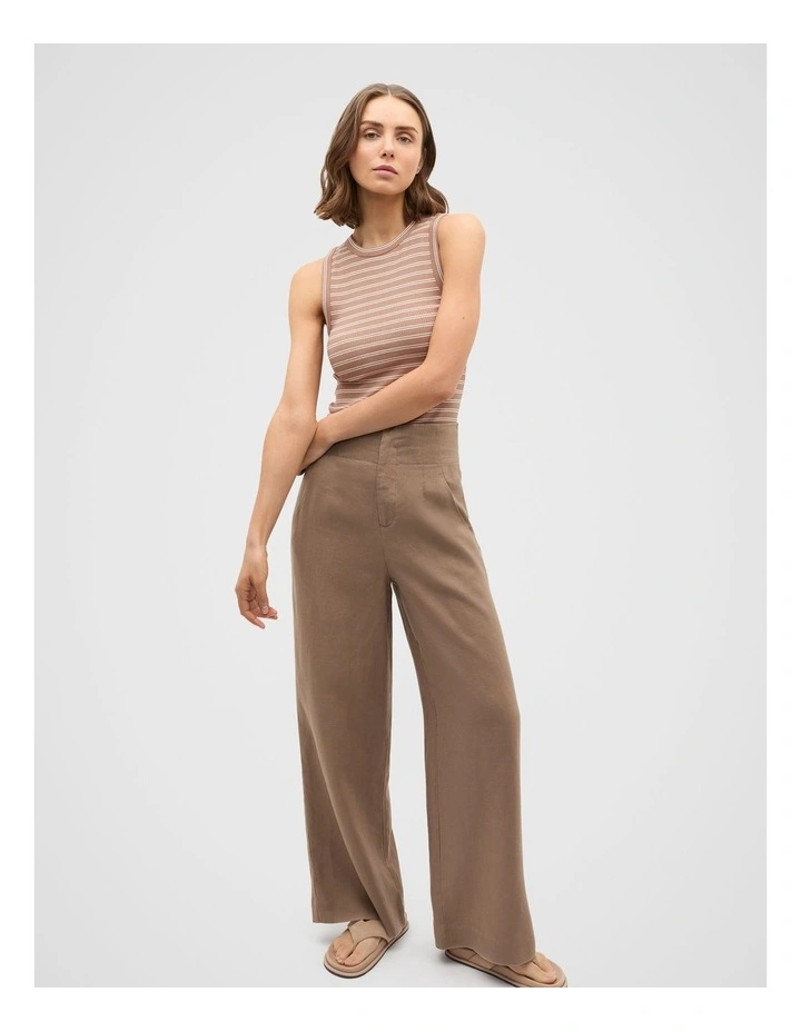 Core Australian Cotton Rib Tank in Nutmeg Stripe image 3