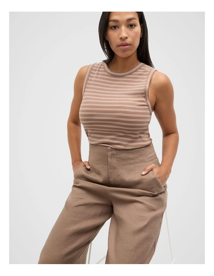 Core Australian Cotton Rib Tank in Nutmeg Stripe image 5
