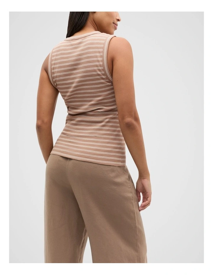 Core Australian Cotton Rib Tank in Nutmeg Stripe image 6