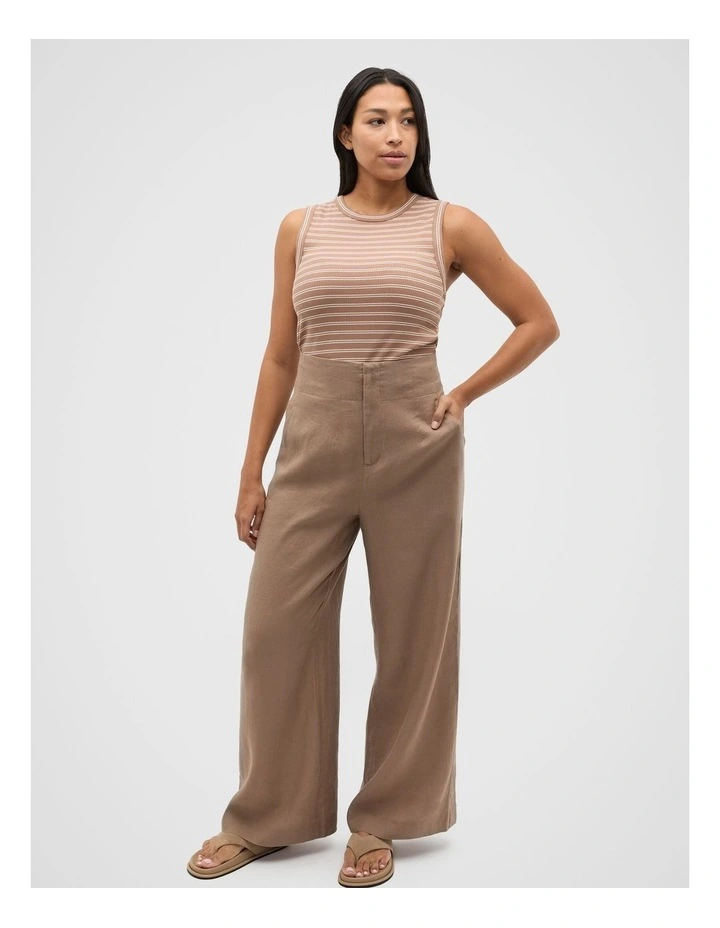 Core Australian Cotton Rib Tank in Nutmeg Stripe image 7