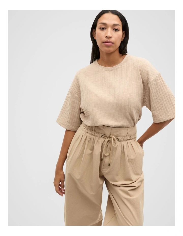 Textured Longline Boxy Tee in Iced Latte Twist image 1