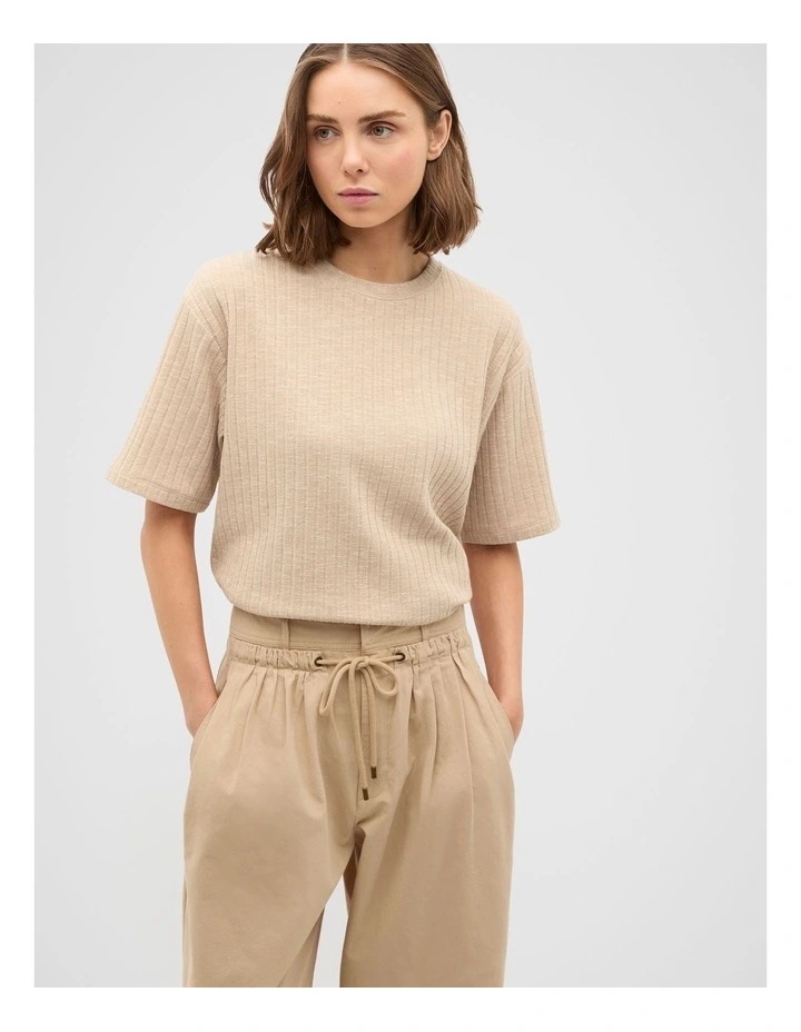 Textured Longline Boxy Tee in Iced Latte Twist image 4