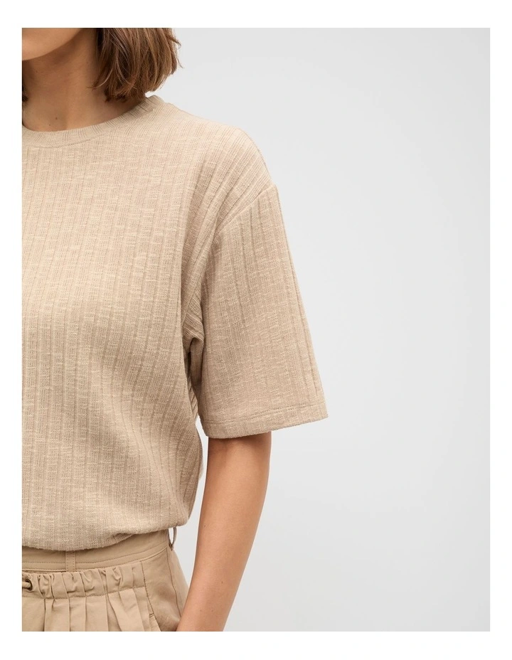 Textured Longline Boxy Tee in Iced Latte Twist image 5