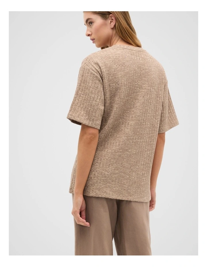 Textured Longline Boxy Tee in Nutmeg Twist image 2