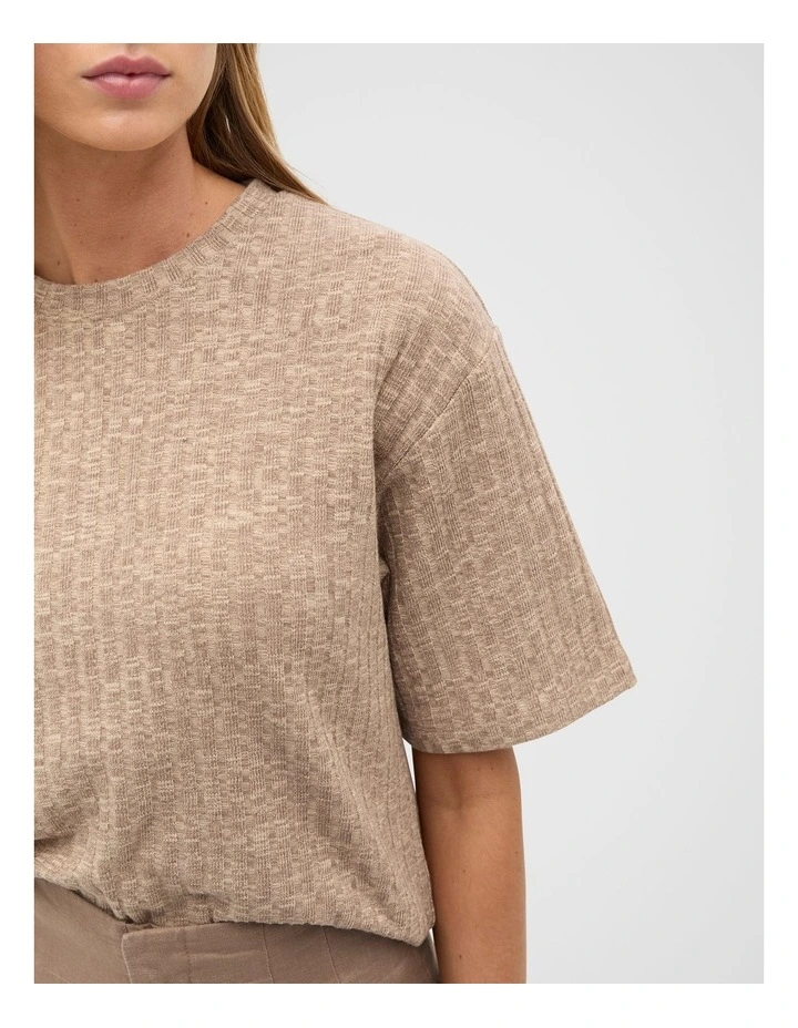 Textured Longline Boxy Tee in Nutmeg Twist image 4