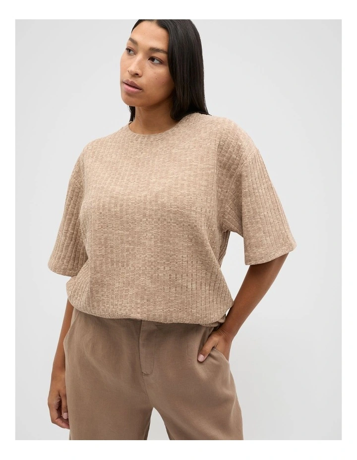 Textured Longline Boxy Tee in Nutmeg Twist image 5