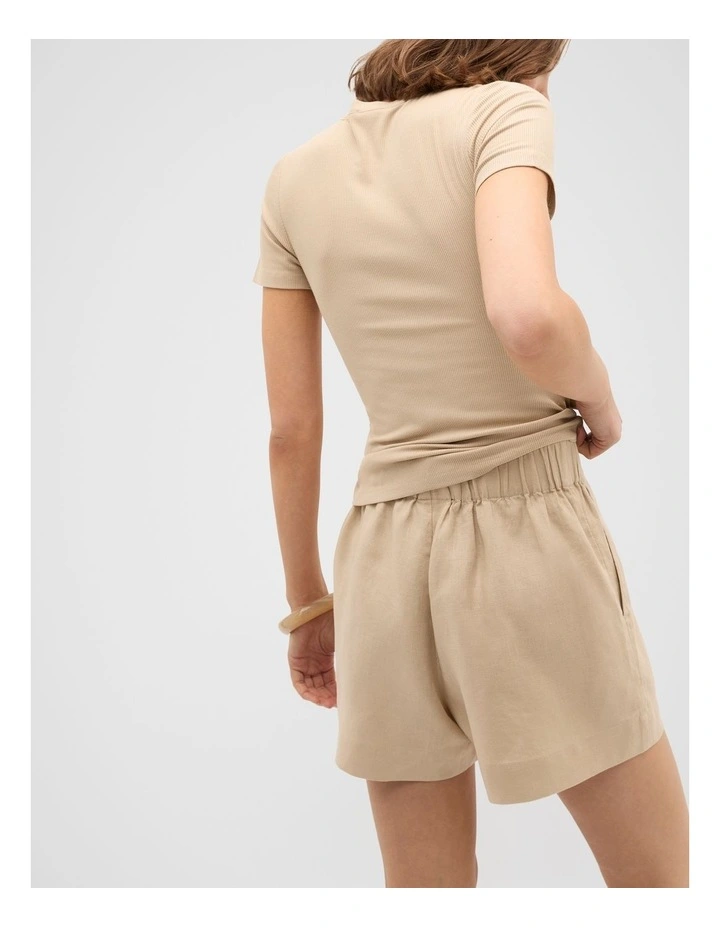 Rib Button Through Top in Iced Latte image 2