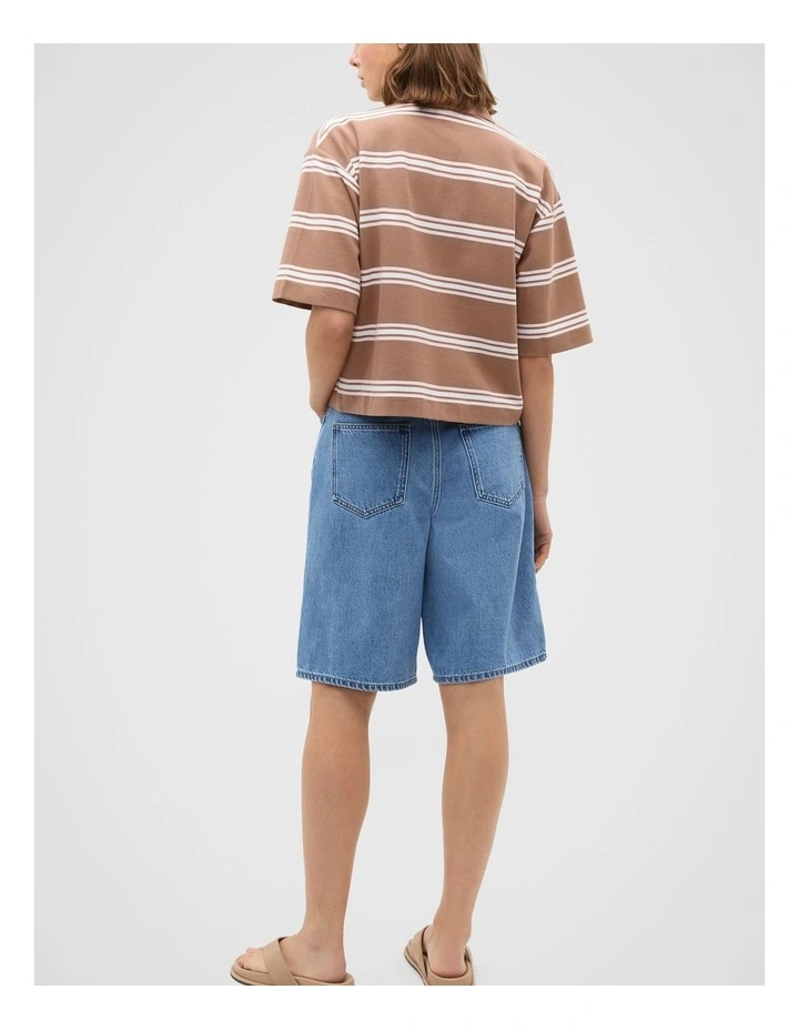 Stripe Boxy Polo in Nutmeg Stripe image 2