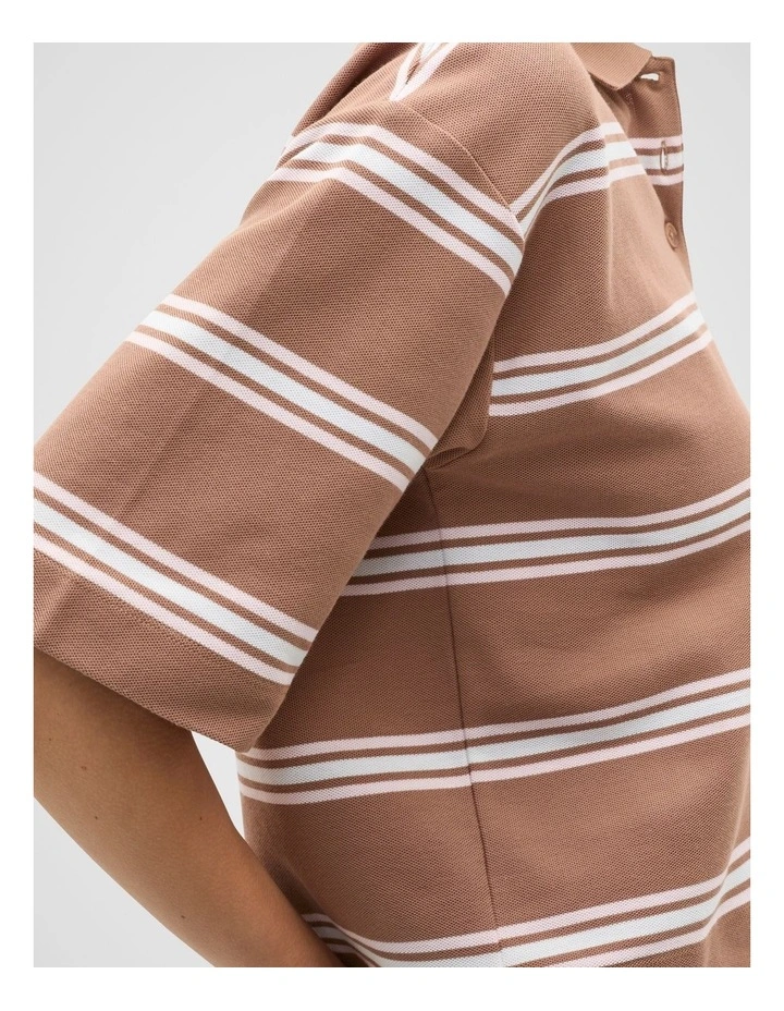 Stripe Boxy Polo in Nutmeg Stripe image 3