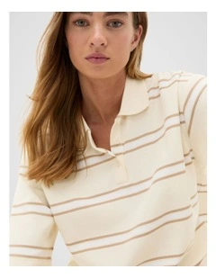 Stripe Boxy Polo in Buttercream Stripe