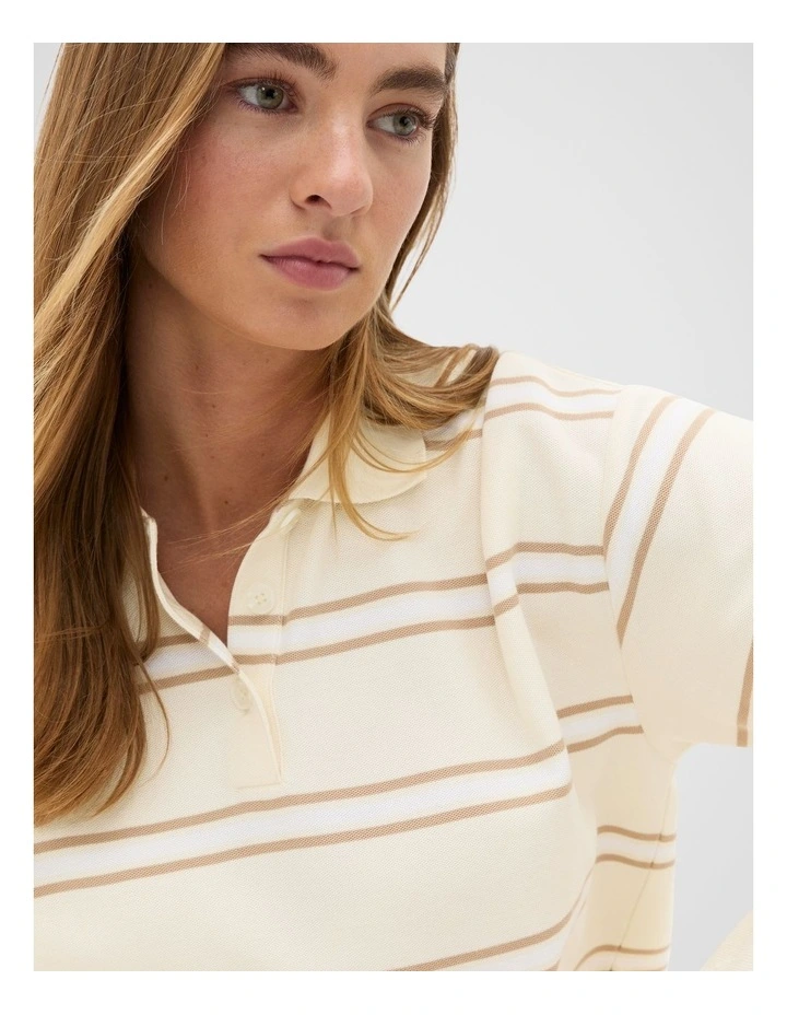 Stripe Boxy Polo in Buttercream Stripe image 3