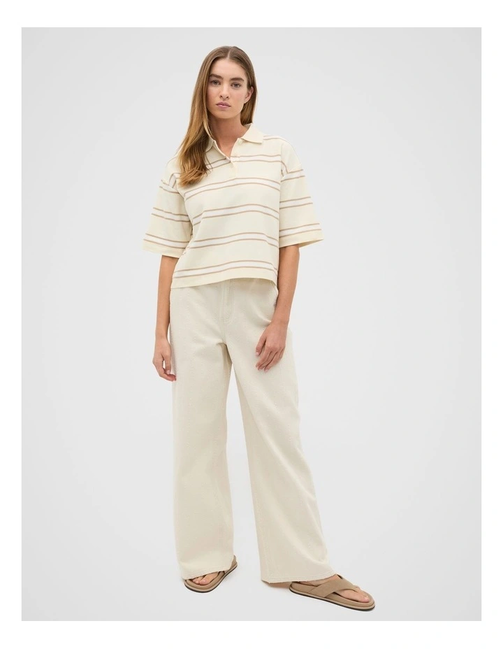 Stripe Boxy Polo in Buttercream Stripe image 4