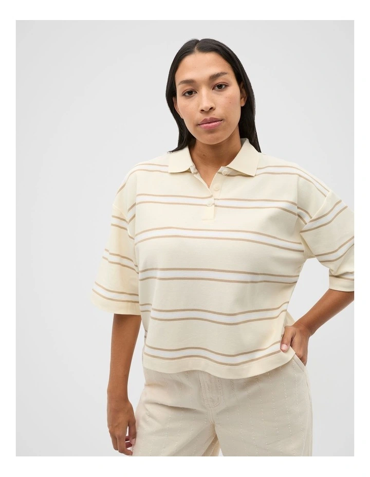 Stripe Boxy Polo in Buttercream Stripe image 6