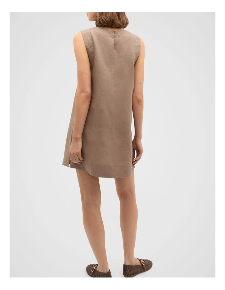 Linen A Line Mini Dress in Nutmeg image 2