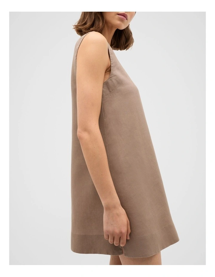 Linen A Line Mini Dress in Nutmeg image 4