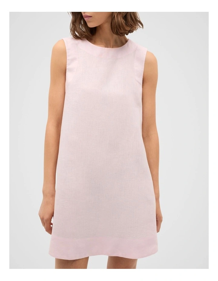 Linen A Line Mini Dress in Primrose image 1