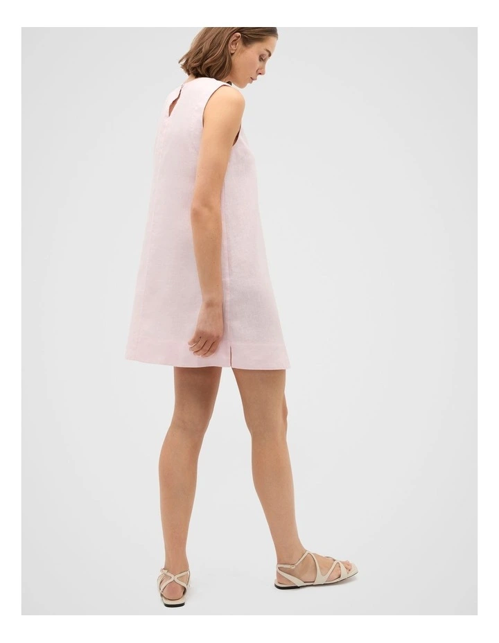 Linen A Line Mini Dress in Primrose image 2