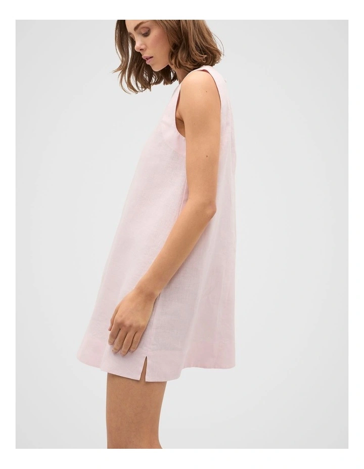 Linen A Line Mini Dress in Primrose image 4