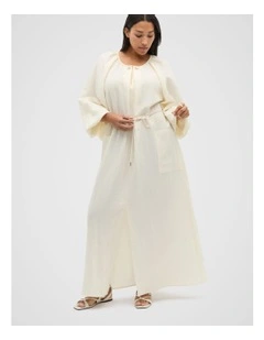 Crushed Gathered Maxi Dress in Butter Cream