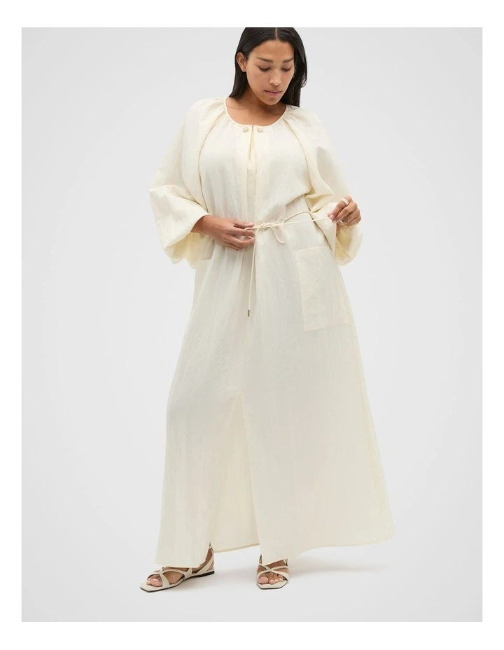 Crushed Gathered Maxi Dress in Butter Cream image 1