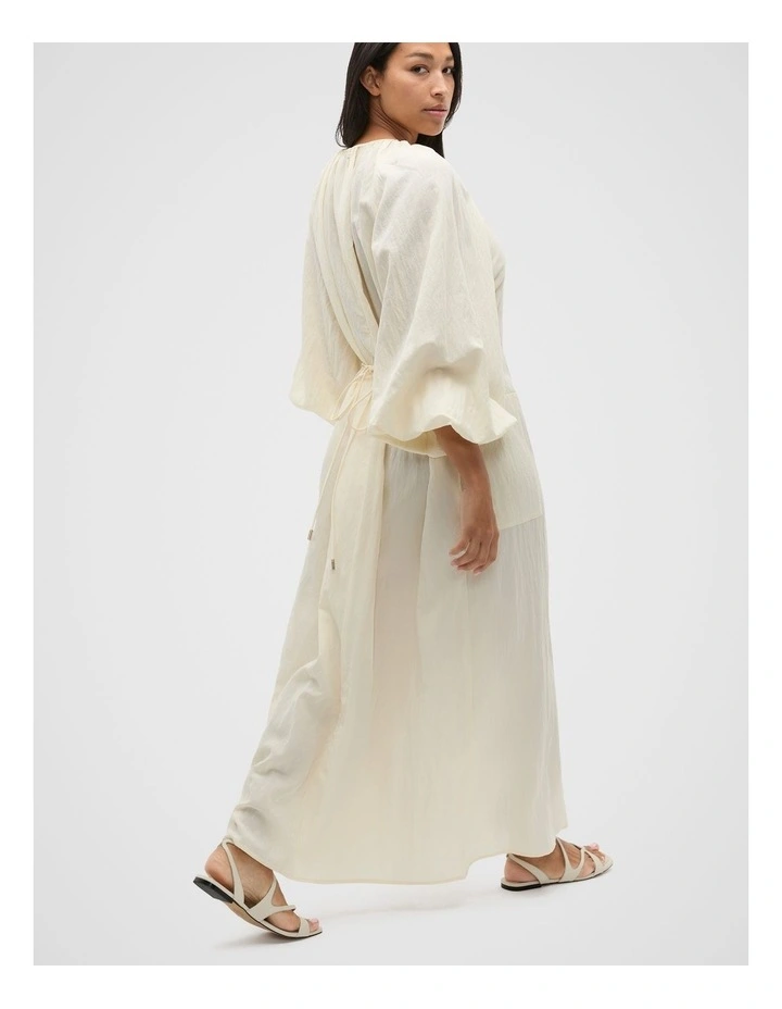 Crushed Gathered Maxi Dress in Butter Cream image 2