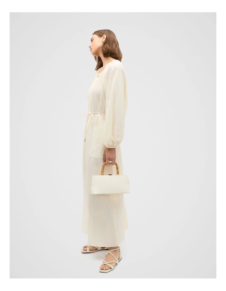Crushed Gathered Maxi Dress in Butter Cream image 4