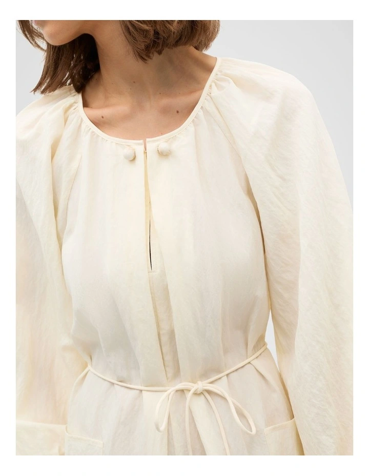 Crushed Gathered Maxi Dress in Butter Cream image 5
