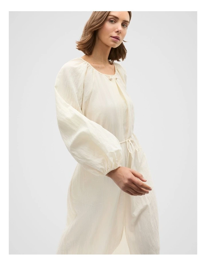 Crushed Gathered Maxi Dress in Butter Cream image 6