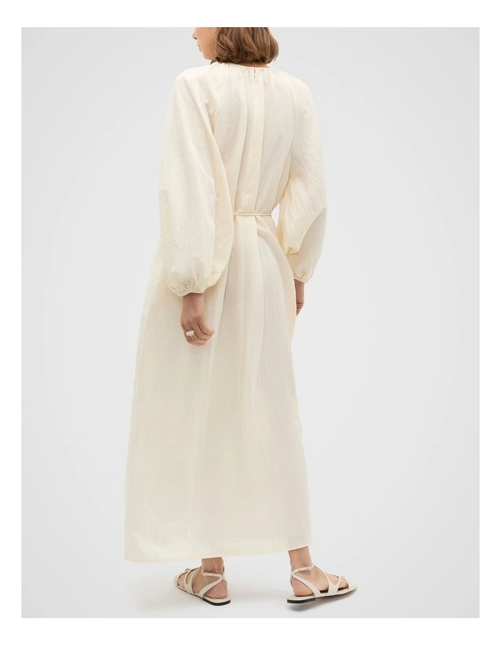 Crushed Gathered Maxi Dress in Butter Cream image 7