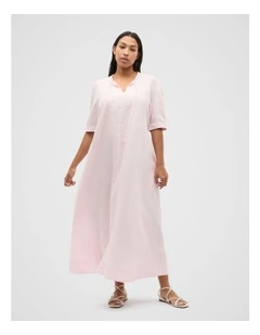 Linen Belted Maxi Dress in Primrose
