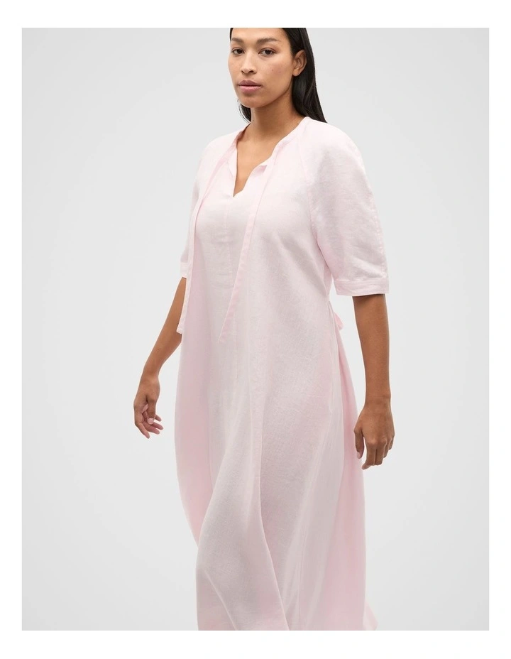 Linen Belted Maxi Dress in Primrose image 3