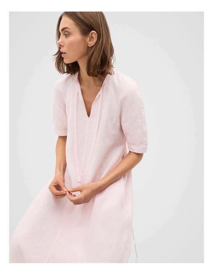 Linen Belted Maxi Dress in Primrose image 4