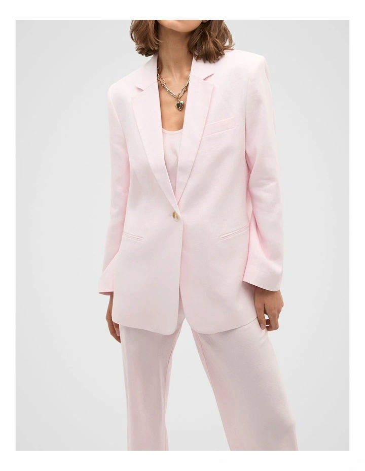 Tailored Linen Back Detail Blazer in Primrose image 1