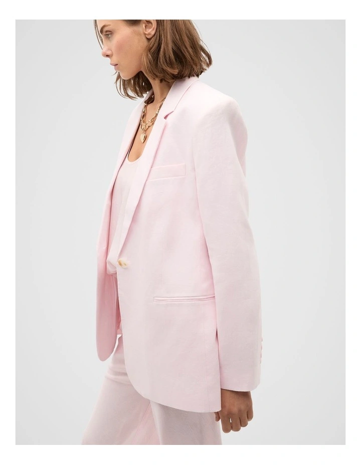 Tailored Linen Back Detail Blazer in Primrose image 3