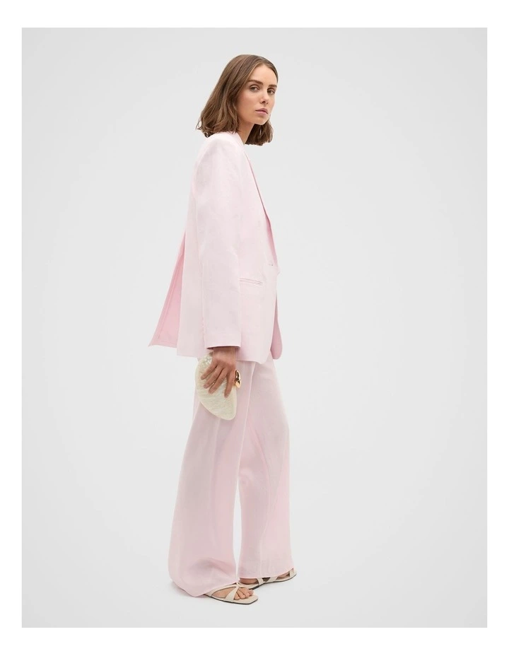 Tailored Linen Back Detail Blazer in Primrose image 4