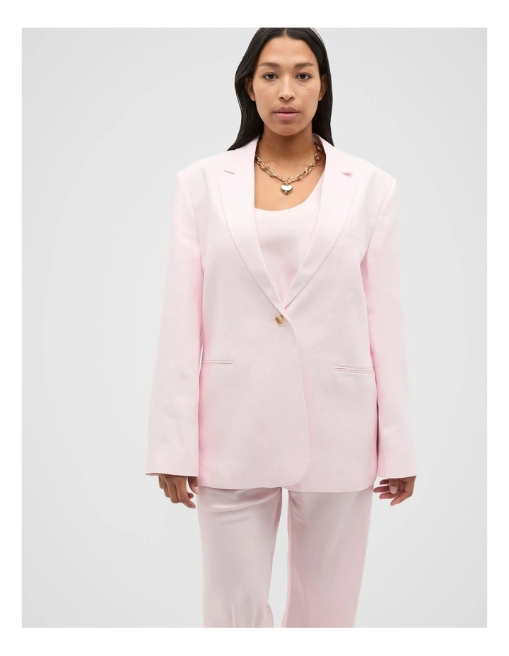 Tailored Linen Back Detail Blazer in Primrose image 5