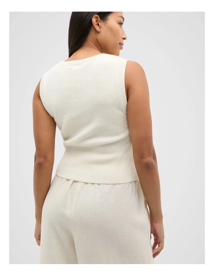 Textured Cotton Knit Top in Buttercream image 6