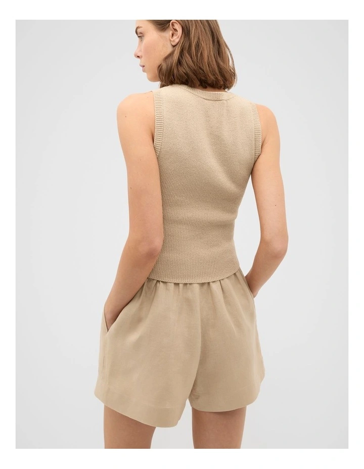 Textured Cotton Knit Top in Iced Latte image 2