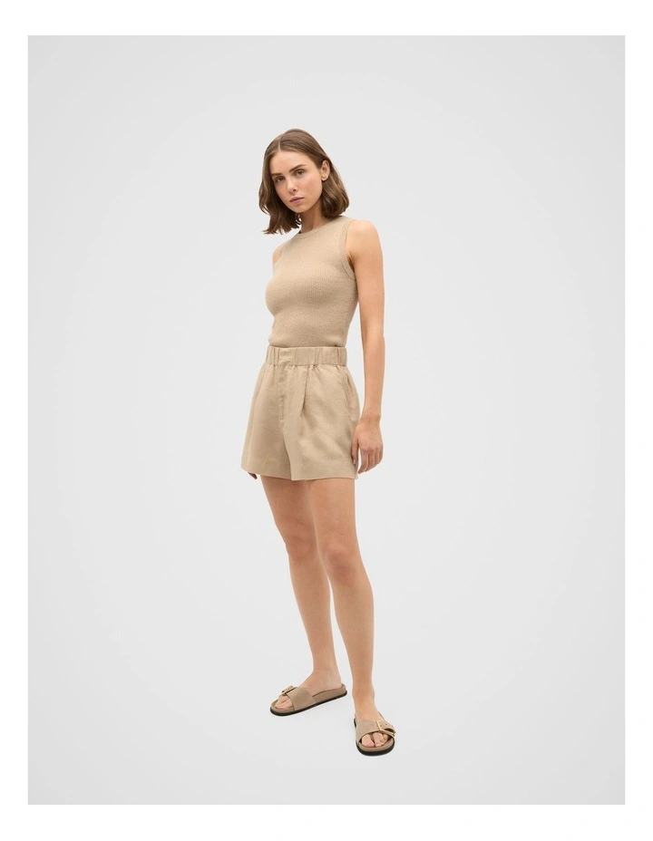 Textured Cotton Knit Top in Iced Latte image 4
