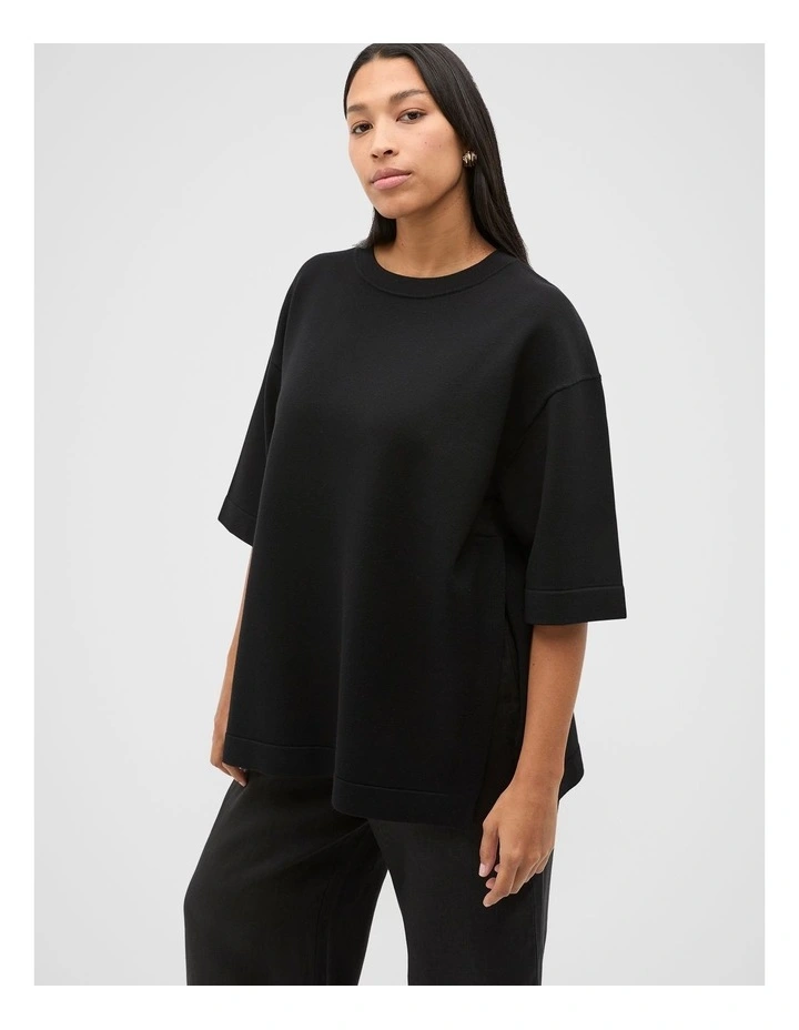 Oversized Side Split Knit in Black image 1
