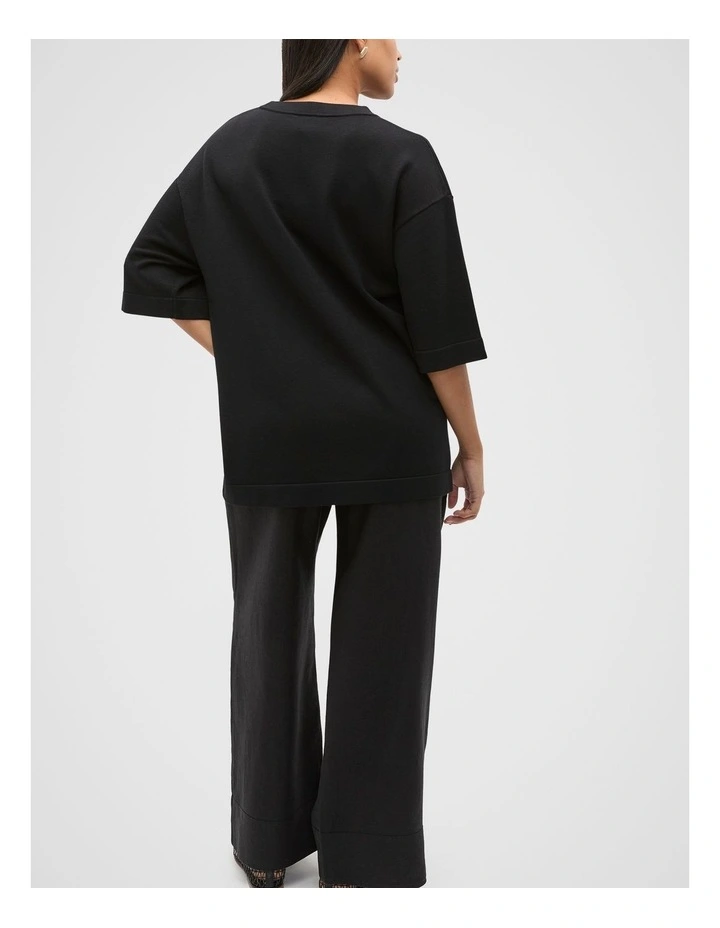 Oversized Side Split Knit in Black image 2