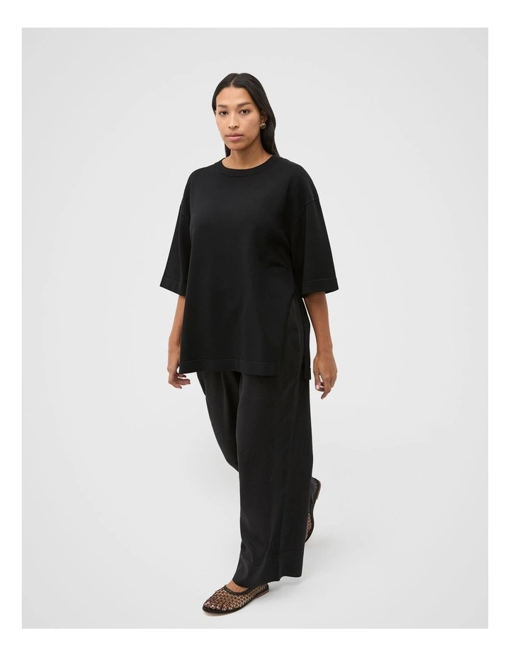 Oversized Side Split Knit in Black image 3
