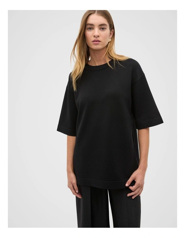 Oversized Side Split Knit in Black image 4