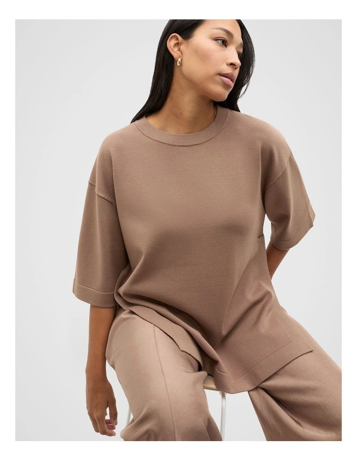 Oversized Side Split Knit in Nutmeg image 7