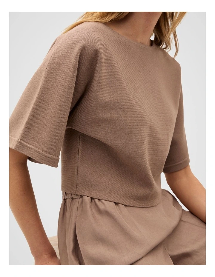 Compact Crepe Knit Top in Nutmeg image 3