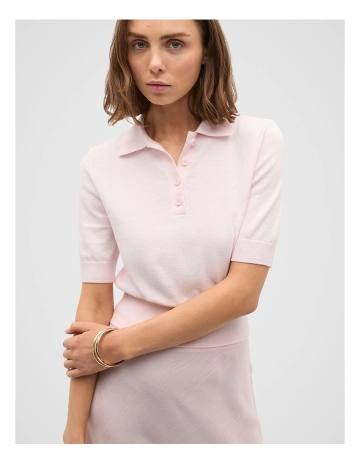 Knit Polo Top in Primrose image 1