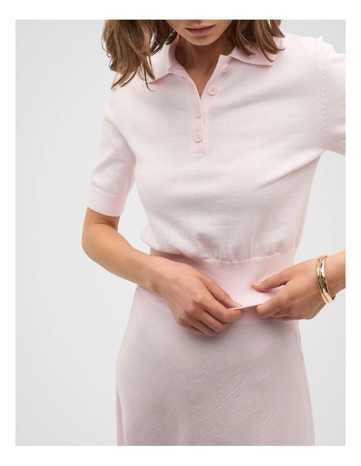 Knit Polo Top in Primrose image 4