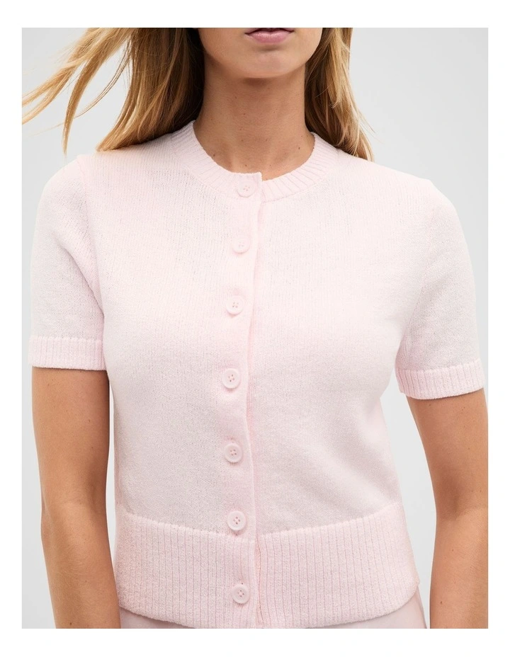 Textured Cotton Blend Cardigan in Primrose image 3